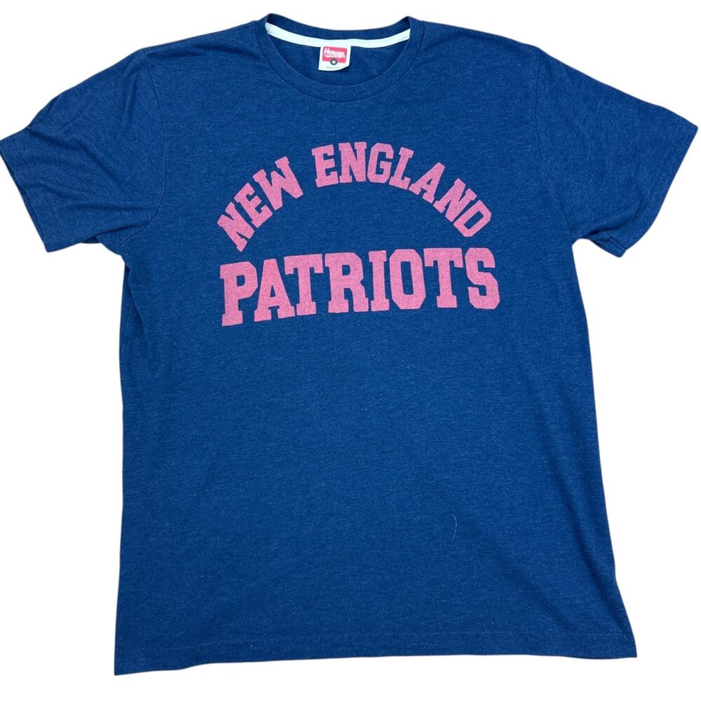 Homage New England Patriots Shirt Mens Medium Blue Pink Vintage Style Tri-Blend